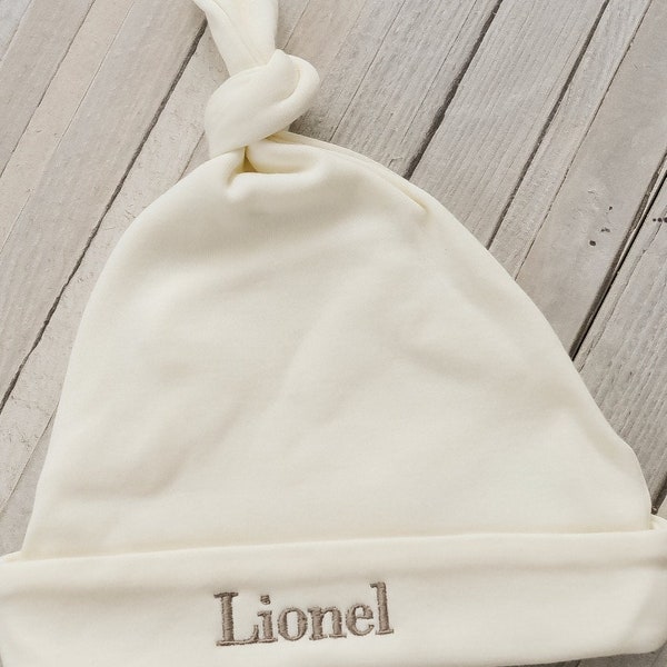 Ivory Newborn Hat, Personalized Baby Hat