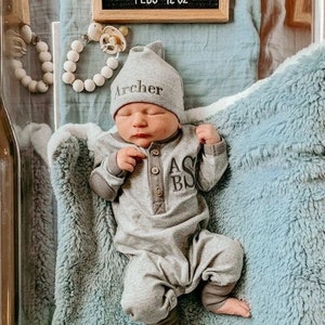 Baby Boy Coming Home Outfit Personalized, Newborn Baby Boy Outfit image 1