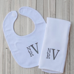 Baby Boy Gift Personalized Bib and Burp Cloth Set