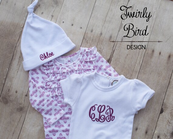 Onesie Baby Girl Pink//Purple Hat Newborn