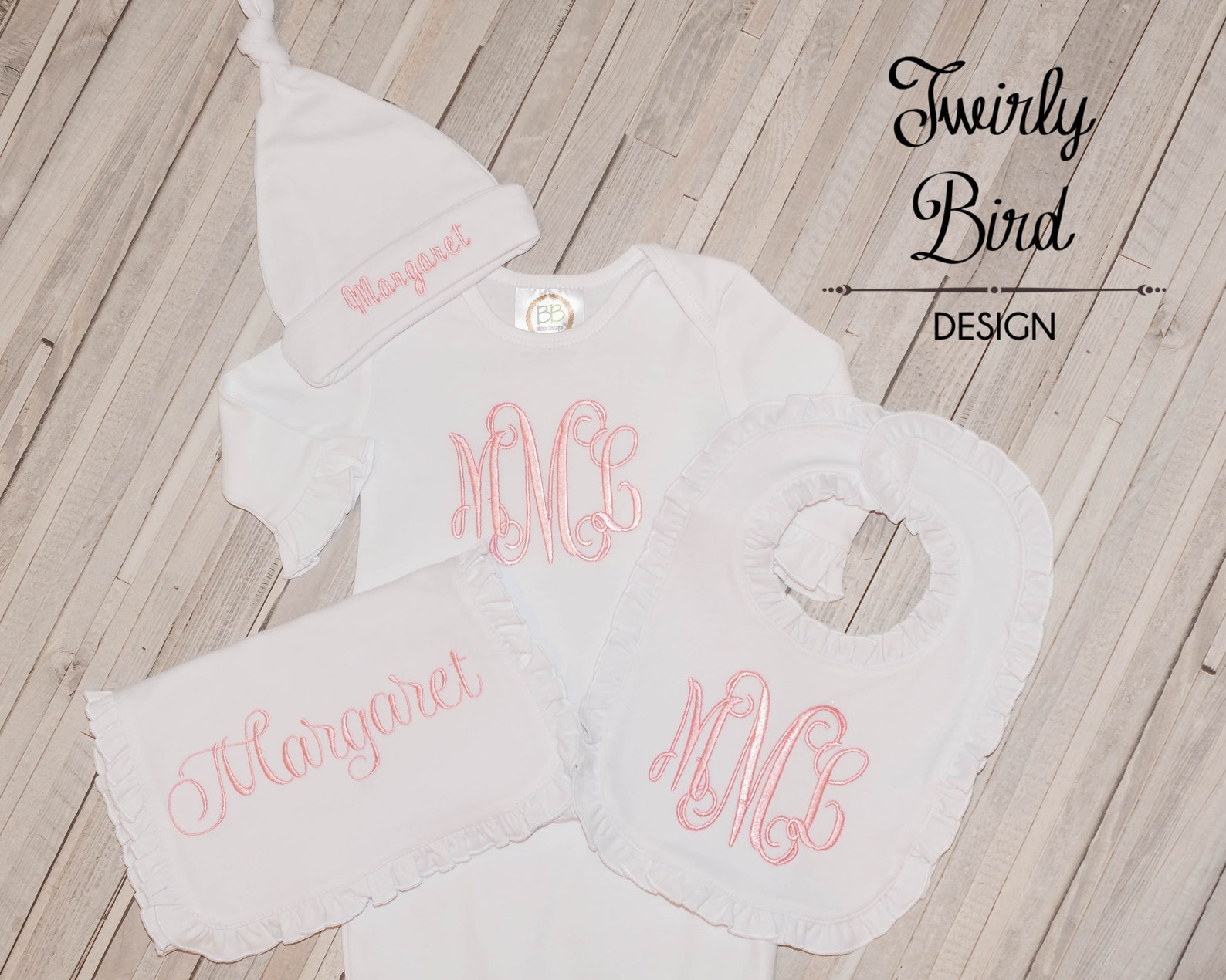 Baby Gown With Monogram Newborn Baby Gown for Girls Etsy
