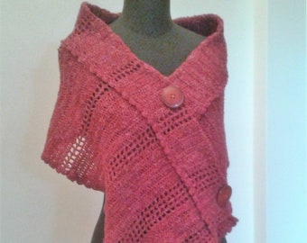 Crochet shawl pattern. Cotton linen shawl,shrug, wrap, scarf, poncho . Reddish purple shrug