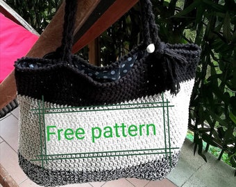 BAG PATTERN for FREE, twine tote bag, crochet bag, striped tote bag