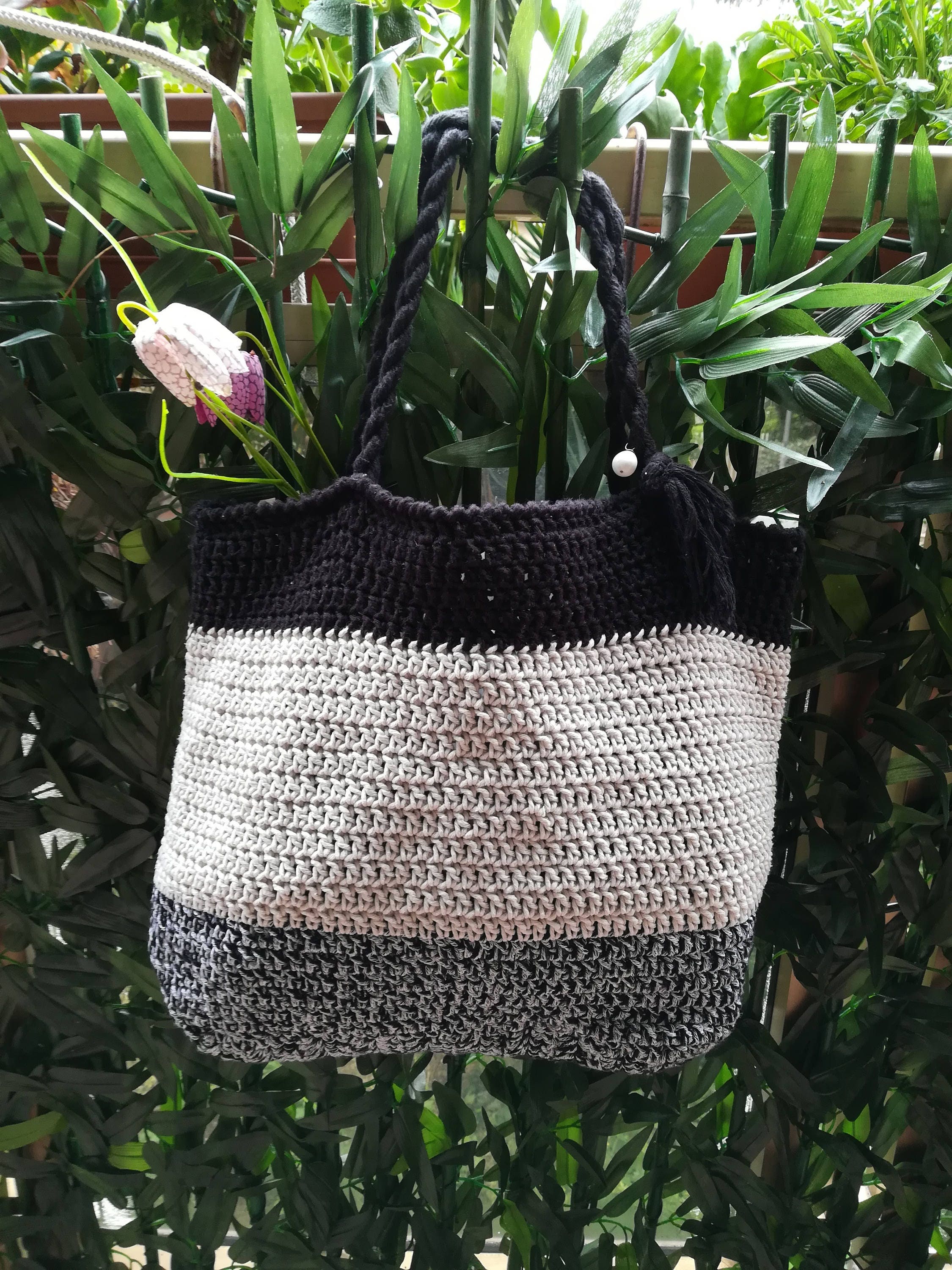 BAG PATTERN for FREE Twine Tote Bag Crochet Bag Striped - Etsy