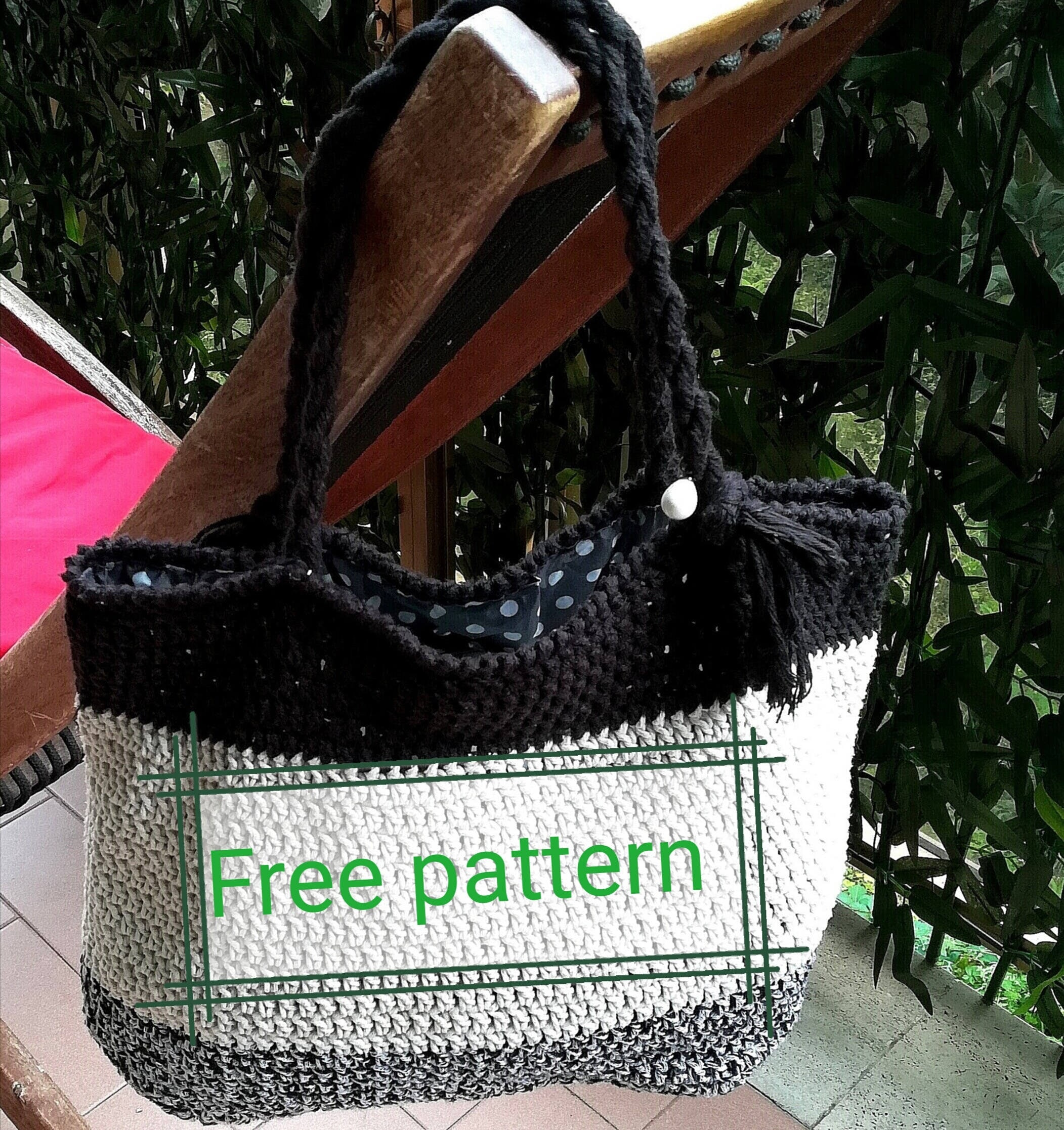 BAG PATTERN for FREE, twine tote bag, crochet bag, striped tote bag