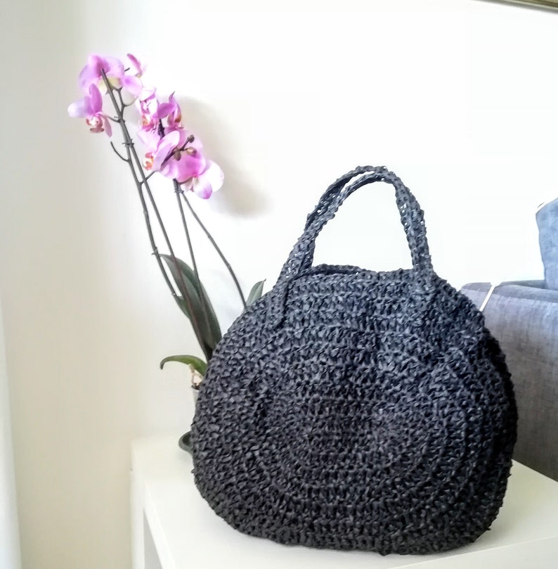 PATTERN Black Raffia Bag Crochet Raffia Bag Raffia Bag - Etsy