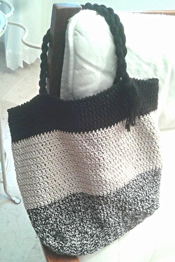 BAG PATTERN for FREE Twine Tote Bag Crochet Bag Striped Tote