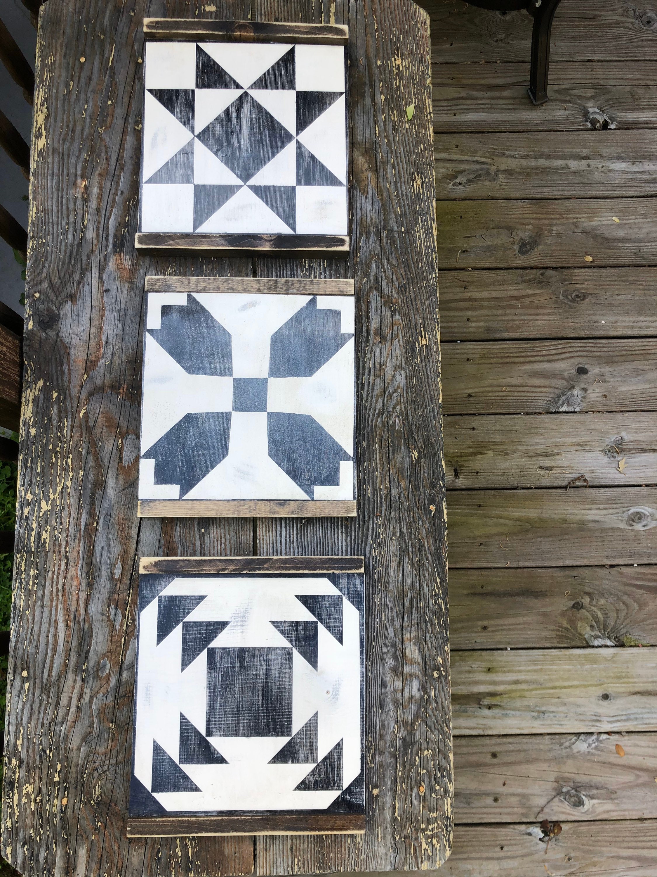 Barn Quilt style set of three Etsy