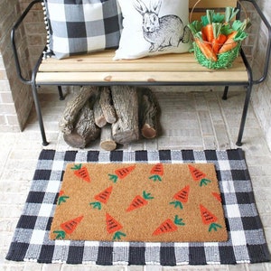 Easter doormat, Carrot Decor, Outdoor Welcome Mat, Easter Decor, Bunny Decor, Spring Doormat, Carrot Doormat, Easter Porch Decor, Layering