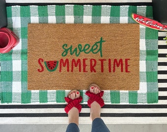 Summer Doormat, Summer Door Decor, Watermelon Doormat, Outdoor Welcome Mat, Front Door Mat, Housewarming Gift for couple, Watermelon Decor