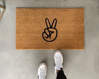 Peace Sign Doormat, Funny Doormat, Summer Doormat Outdoor, doormat for men, Patio Decor Outdoor, New Home Gift, Modern Doormat for porch