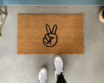 Peace Sign Doormat, Gift for Dad, Funny Doormat, Dad Christmas Gift, Yoga Doormat, Patio Decor Outdoor, New Home Gift, Modern Doormat