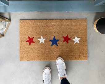 Star Doormat, Summer doormat, Fourth of July Doormat, 4th of July Decor, Large Doormats Outdoor, Colorful Door Mat, Front Porch Summer Decor