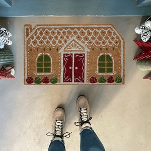 Holiday doormat, Gingerbread House decor, Christmas Decor , Christmas Doormat, Doormat Outdoor, Welcome Mat Outdoor, Front Porch Decor