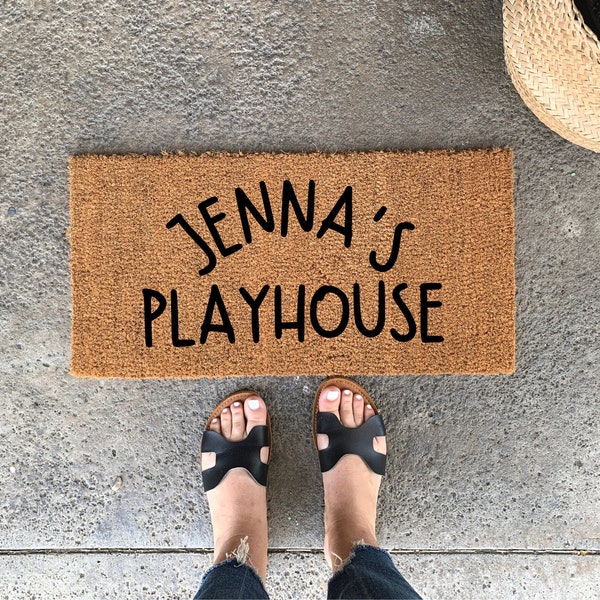 Playhouse Doormat, Mini Doormat, Playhouse Decor, Name Door mat, Skinny Doormat, Small Doormat, Kids Rug, Playhouse Accessories, Coir Rug