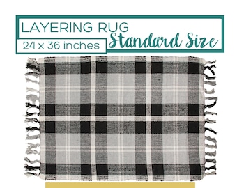 Black Buffalo Check Rug, Buffalo Plaid Decor, Accent Rug Outdoor, Grey Area Rug, Doormat Layering Rug, Black and White Scatter Rug Fringe