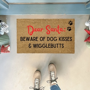 Funny Christmas doormat, Holiday door mat, Holiday Decor for porch, Dog Doormat, Winter Doormat Large, Funny dog Doormat Outdoor, Door Decor