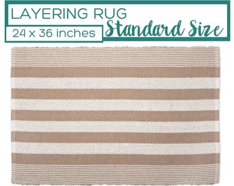 Cream Rug, Entryway Rug, Tan and White Striped Rug, Doormat Layering Rug, Accent Rug, Area Rug, Nickel Designs, Scatter Rug, Small Rug