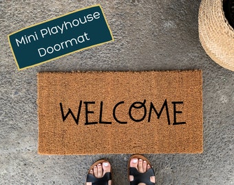 Mini Playhouse Doormat, Skinny Doormat, Playhouse Decor, Playhouse Sign, Kids Playhouse Outdoor, Kids Rug, Small Doormat, Coir Doormat