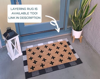 Swiss Cross Modern Doormat / Custom Doormat / Housewarming Doormat / Modern Decor / Spring Doormat / Farmhouse Decor / Boho Welcome Mat