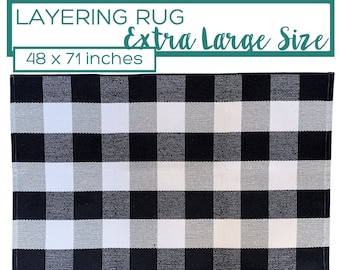 Doormat Layering Rug, Large Buffalo Check Entry Rug, Front Porch Rug, Buffalo Plaid Accent Rug, Black and White Area Rug, Entryway Rug