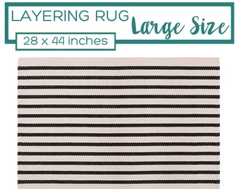 Black and White Striped Rug, Doormat Layering Rug, Small Accent Rug, Modern Rug, Layered Doormat, Small Rug for Bathroom, Layering Doormat