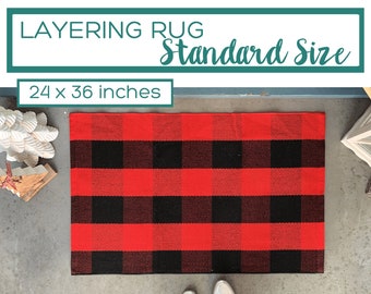 Buffalo Check Entry Rug, Accent Rug, Buffalo Plaid Rug, Black and Red Area Rug, Nickel Designs, Doormat Layer Rug, Christmas Rug for porch
