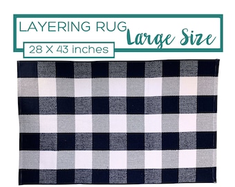 Oversized Buffalo Check Entry Rug, Doormat Layering Rug, Buffalo Plaid Accent Rug, Black and White Area Rug, Nickel Designs Welcome Mat