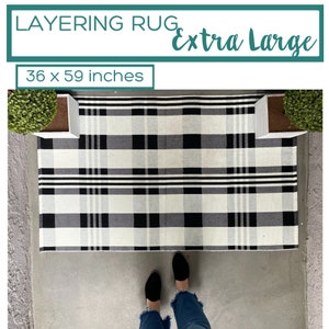 Buffalo Check Rug, Doormat Layering Rug, Buffalo Plaid Rug, Accent Rug for Layering, Black and White Area Rug, Modern Rug, Doormat Rug