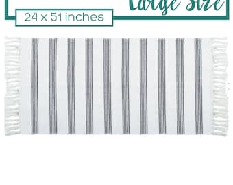 Black and White Rug, Runner Rug Striped, Boho Area Rug, Doormat Layering Rug, Aztec Entryway Rug, Rug for Under Doormat, Abstract Rug Cute