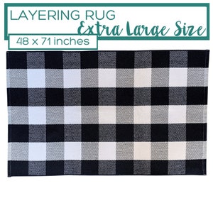 Doormat Layering Rug, Large Buffalo Check Entry Rug, Front Porch Rug, Buffalo Plaid Accent Rug, Black and White Area Rug, Entryway Rug