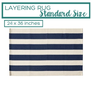 Navy and Cream Rug Blue, Doormat Layering Rug, Entryway Rug Striped, Washable Rug for porch, Small Rug for Bedroom, Striped Rug Small