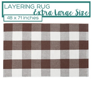 Doormat Layering Rug, Large Buffalo Check Entry Rug, Buffalo Plaid Accent Rug, Brown and White Area Rug, Large Accent Rug for Front Porch