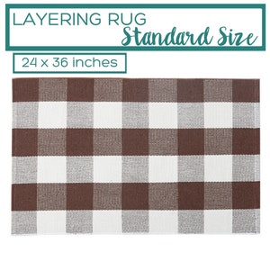 Doormat Layering Rug, Buffalo Check Entry Rug, Buffalo Plaid Accent Rug, Brown and White Area Rug, Nickel Designs, Scatter Rug Washable