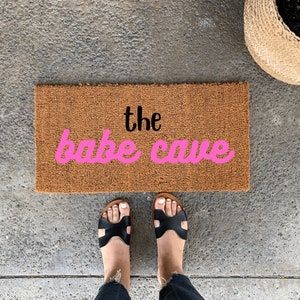 Playhouse Doormat, Mini Doormat, Playhouse Decor, Name Door mat, Skinny Doormat, Small Doormat, Babe cave doormat, Playhouse Accessories