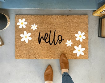Daisy Doormat, Spring Welcome Mats, Front Door Decor, Spring Porch Decor, Flower Doormat, Floral Door mat, New Home Gift, Doormat Decor