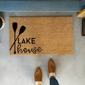 Lake House Doormat, lake house decor paddle, Summer Welcome Mats, Front Door Decor, Coir Doormat Outdoor, Summer Decor for home, Beach House