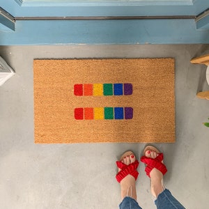 Gay Pride Doormat / LGBT Wedding Gift / PRIDE Gift / Equality Symbol  / Housewarming Gift / Modern Doormat / Gay Doormat / Rainbow Decor