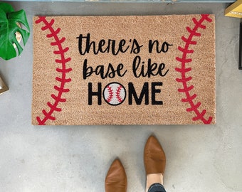 Baseball Doormat, Baseball Coach Gift, No Base Like Home, Spring Doormat, Baseball Decor, Father's Day Gift, Sports Doormat, Baseball Family