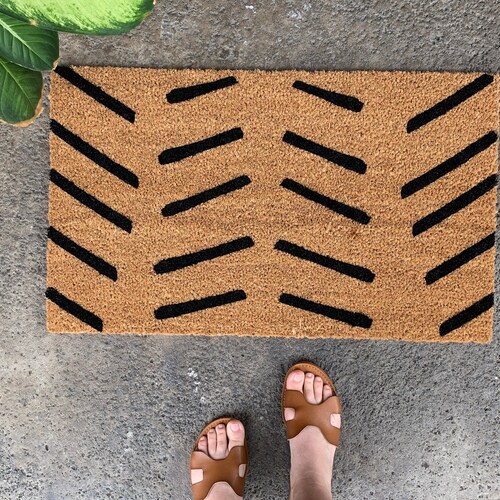 Modern Stripe Door Mat / Custom Doormat / Housewarming Doormat Etsy