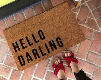 Hello Darling Door Mat, Modern Doormat Outdoor, Housewarming Gift Doormat, Summer Doormat, Cute Doormat, Front Door Mat, Summer porch decor