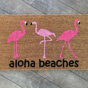 Flamingo Doormat, Summer Doormat Outdoor, Funny Doormat, Front Door Mat, Cute Doormat, Aloha Beaches Door Mat, Cute doormat, Flamingo decor