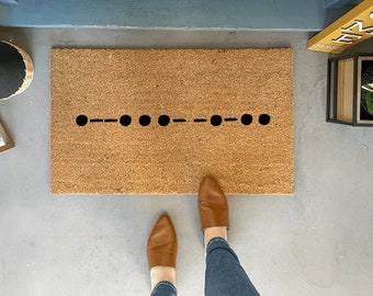 Morse Code Doormat / Peace Welcome Mat / Boho Rug / Custom Welcome Mat / Summer Doormat / Father's Day Gift / Modern Decoration / Guy Gift
