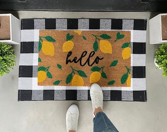 Lemon doormat, Summer Doormat, Pattern Door Mat, Outdoor Welcome Mat, Lemon Decor, Summer Porch Decor, Double Doormats, Doormat Outdoor