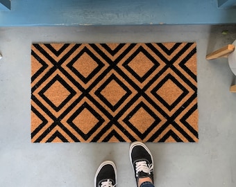 Boho Doormat, Modern Door Mat, Welcome Mat Outdoor, Mid-Century Decor, Coir Doormat, Front Door Mat, Simple Decor, Geometric Doormat