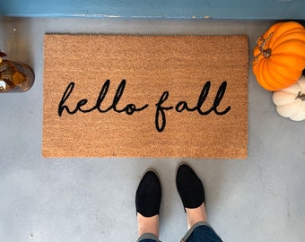 hello fall Doormat, hey pumpkin, Fall Front Porch Decor, Thanksgiving Door Mat, Fall Decor, Halloween Doormat, Fall Home Decor Outdoor