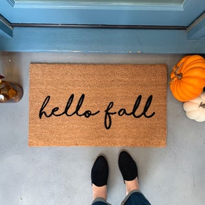 hello fall Doormat, hey pumpkin, Fall Front Porch Decor, Thanksgiving Door Mat, Fall Decor, Halloween Doormat, Fall Home Decor Outdoor