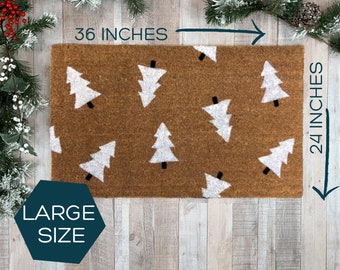 Christmas doormat, Large Doormat, Christmas Decor for front porch, Outdoor Doormat, Christmas Tree Decor, Double Doormat, Winter Welcome Mat