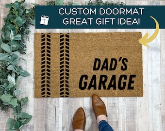 Custom Coir Garage Doormat, Tire Track Design, Father's Day Gift, Christmas Gift for Dad, Personalized Gift for Dad, Personalized Doormat