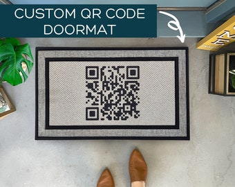 Custom Doormat Outdoor, Low Profile Doormat, Custom QR Code Doormat, Gift for Guy, Small Business Owner Gift, QR Code Gift, QR Code Sign
